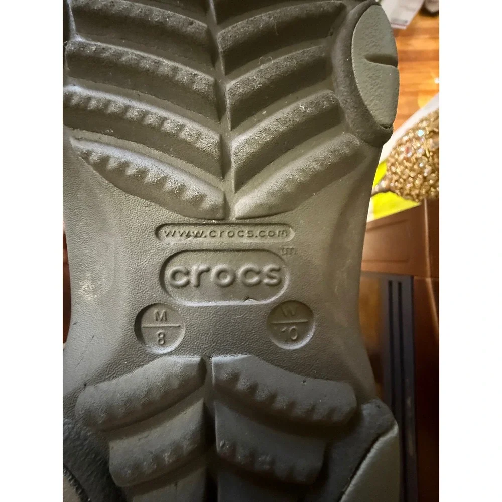 Crocs Classic All-Terrain Clogs Black Adjustable Strap Mens 8 Womens 10 Charms
